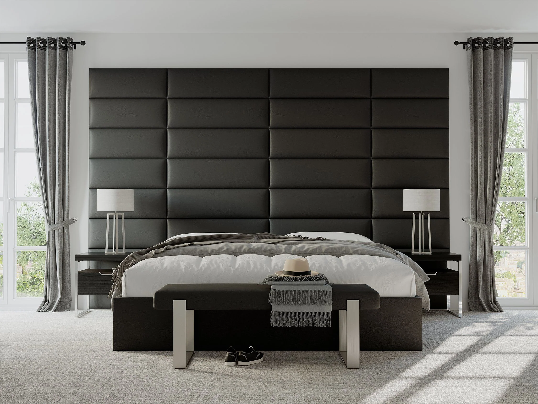 Vant Upholstered Bedroom Bench - Brushed Nickel Legs - Image 107