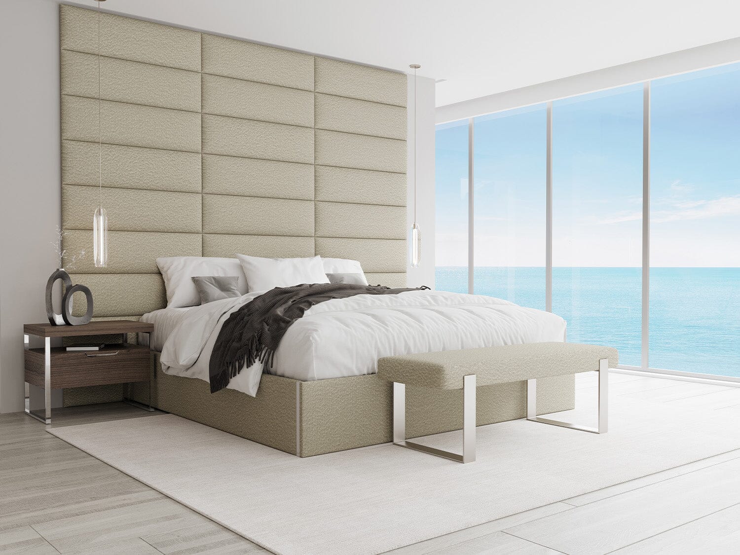 Vant Upholstered Bedroom Bench - Brushed Nickel Legs - Image 126