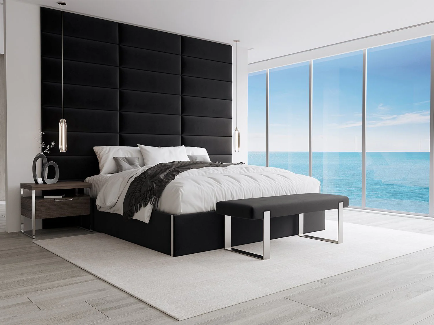 Vant Upholstered Bedroom Bench - Brushed Nickel Legs - Image 93