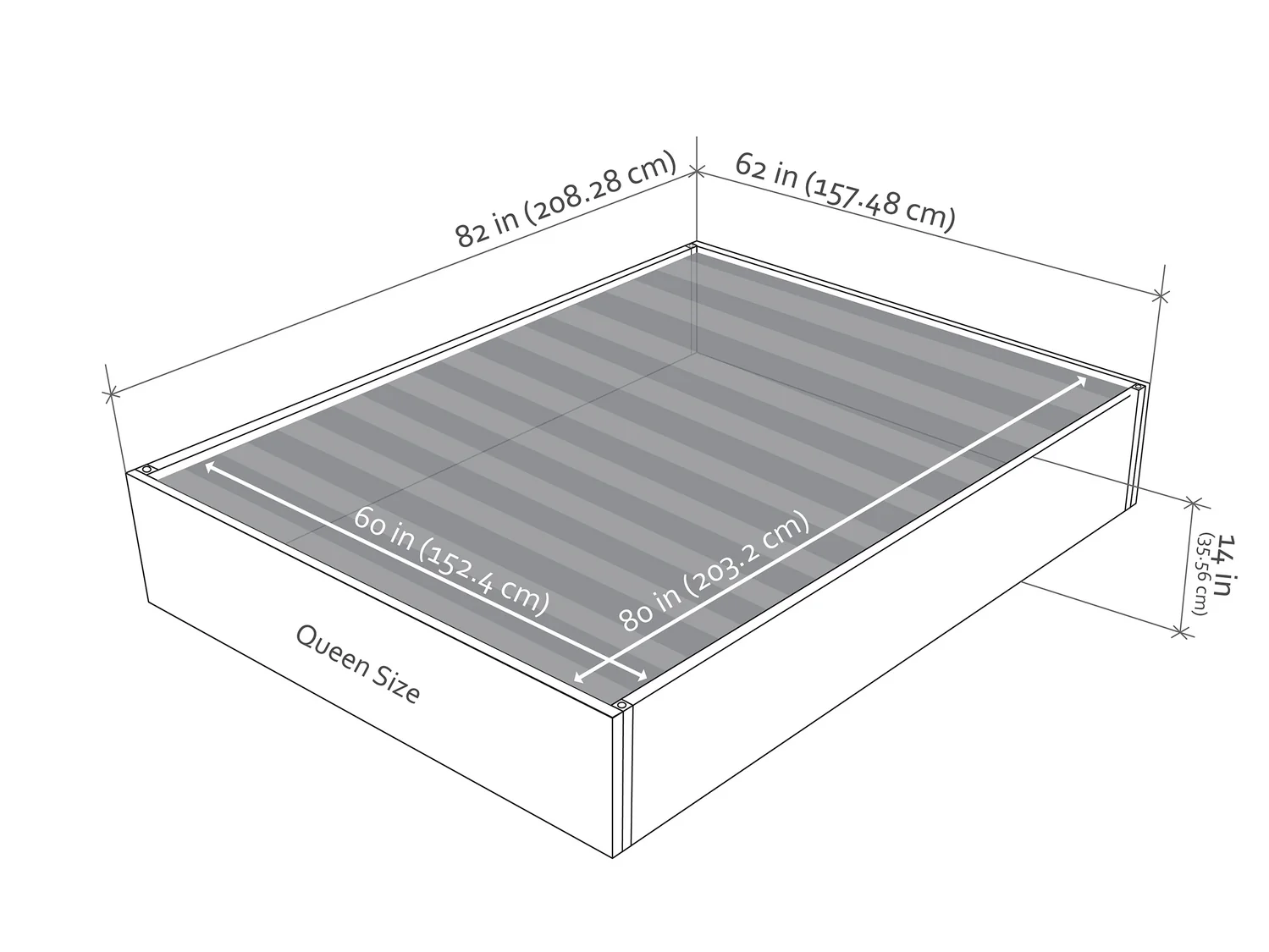 Wood Platform Bed - Queen Size - Image 7
